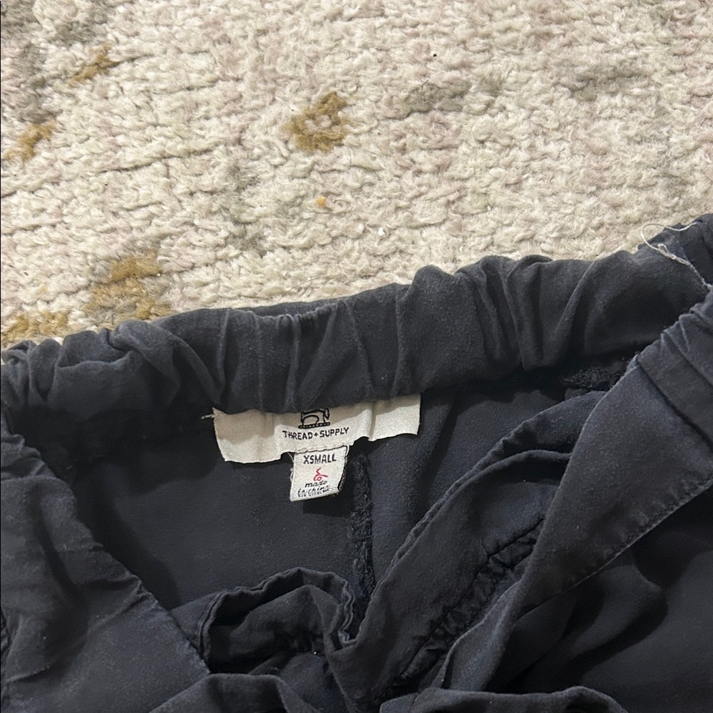 Thread & Supply Women's Black Wide-Leg Pants with Tie Front - Picture 2 of 3